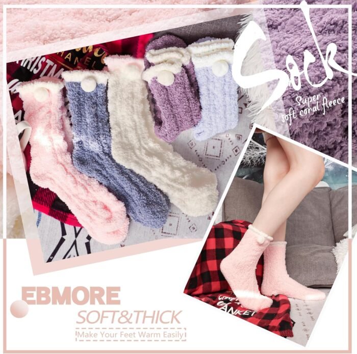 EBMORE Womens Fuzzy Socks Slipper Fluffy Cozy Comfy Cabin Plush Warm Winter Sleep Home Soft Socks - Image 7