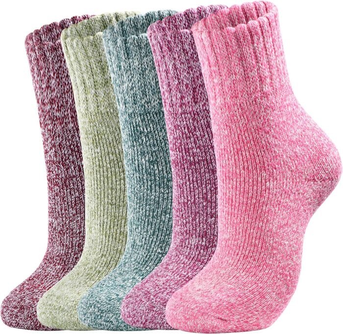 Wool Socks for Women - Womens Wool Socks Winter Socks for men Warm Thick Knit Wool Soft Vintage Casual Crew Socks