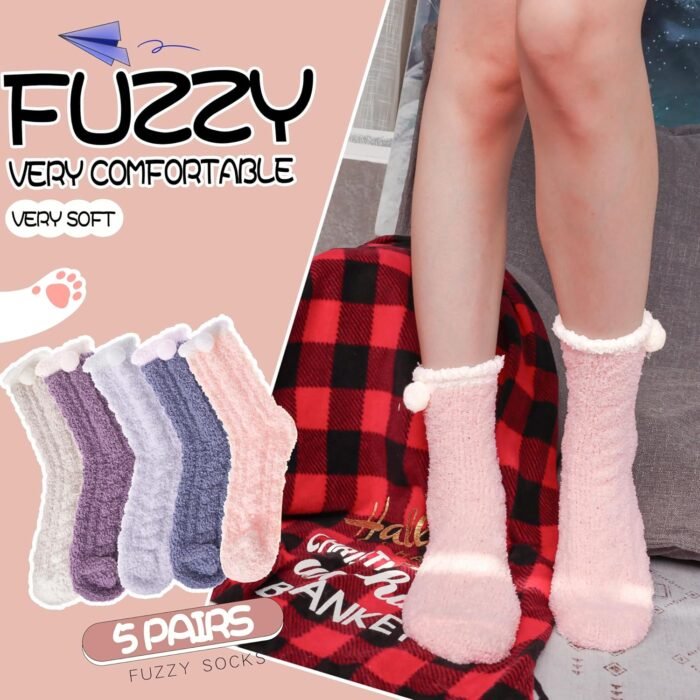 EBMORE Womens Fuzzy Socks Slipper Fluffy Cozy Comfy Cabin Plush Warm Winter Sleep Home Soft Socks - Image 2