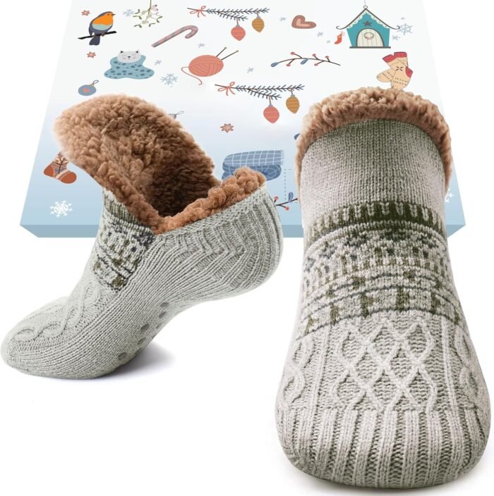 Stocking Stuffers for Adults Men Him: Fuzzy Slipper Socks with Grips Winter Thick Warm Cabin Thermal Socks Comfy Non Slip, Christmas Gifts for Men Husband Dad Grandpa Him Boyfriend Cozy Holiday Gifts - Image 8