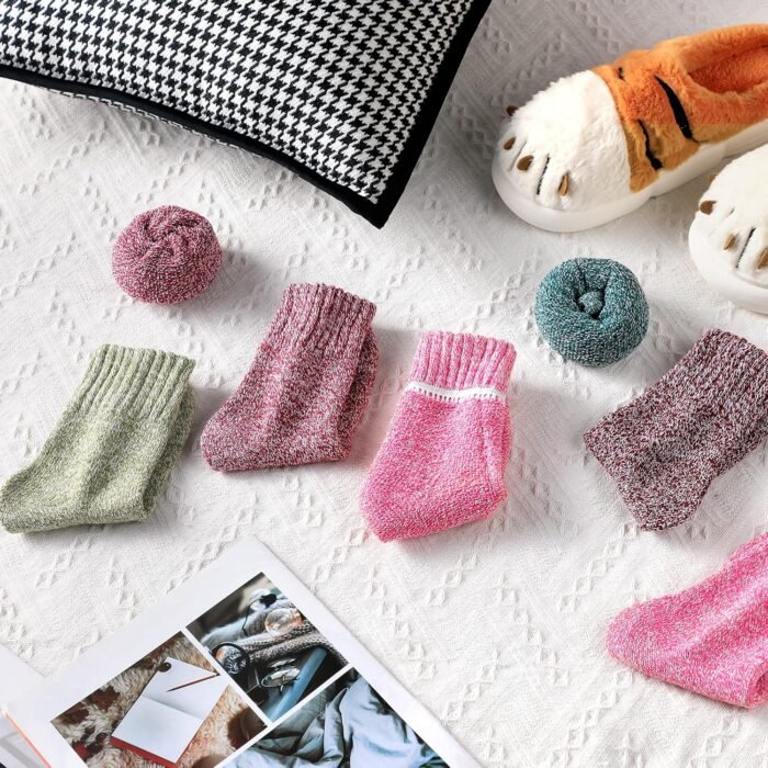 Wool Socks for Women - Womens Wool Socks Winter Socks for men Warm Thick Knit Wool Soft Vintage Casual Crew Socks - Image 2
