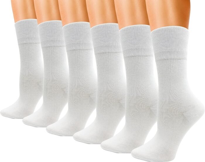 Winterlace Womens Soft Bamboo Rayon Viscose Dress Socks, 6 Pairs Trouser Socks Premium Thin Crew Socks Bulk Pack