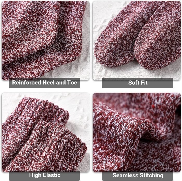 Wool Socks for Women - Womens Wool Socks Winter Socks for men Warm Thick Knit Wool Soft Vintage Casual Crew Socks - Image 4