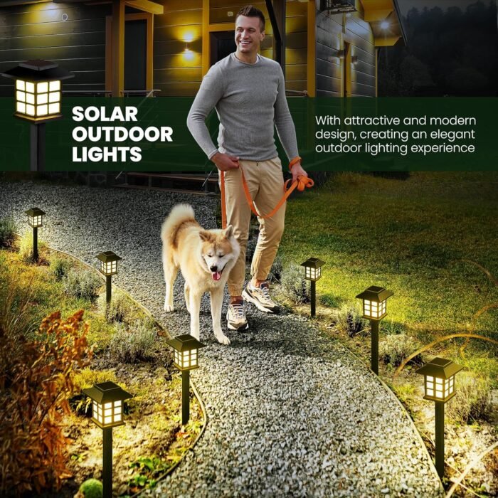 GIGALUMI Solar Outdoor Lights,12 Pack LED Solar Lights Outdoor Waterproof, Solar Walkway Lights Maintain 10 Hours of Lighting for Your Garden, Landscape, Path, Yard, Patio, Driveway - Image 7