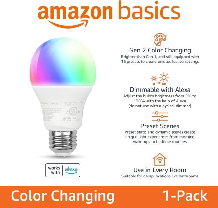 Echo Spot with Amazon Basics Smart Color Bulb - Image 3