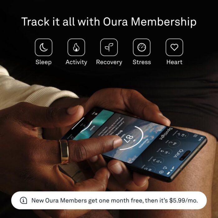 Oura Ring Gen3 Horizon - Gold - Size 8 - Smart Ring - Size First with Oura Ring Gen3 Sizing Kit - Sleep Tracking Wearable - Heart Rate - Fitness Tracker - 5-7 Days Battery Life - Image 4