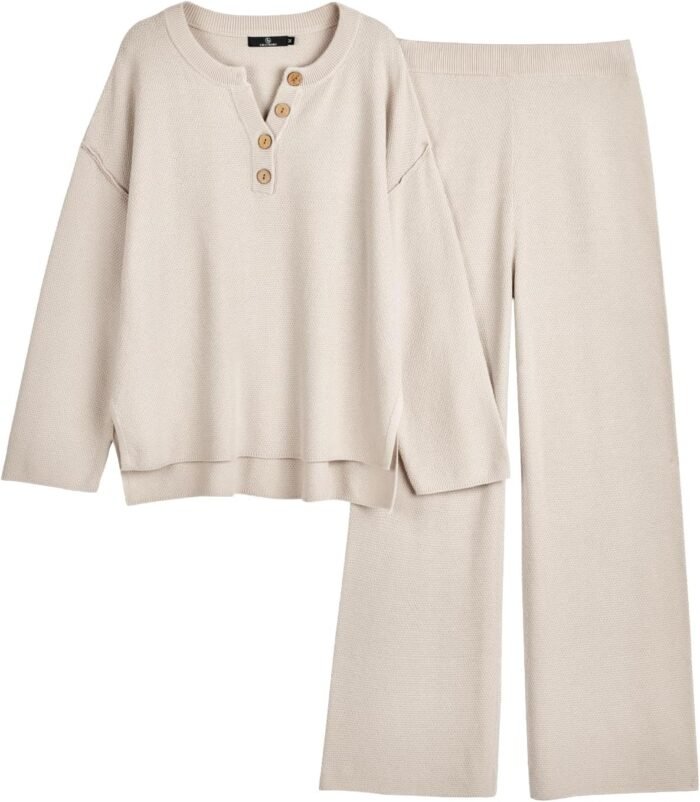 LILLUSORY Women's 2 Piece Lounge Sets Oversized Slouchy Matching Cozy Knit Sets