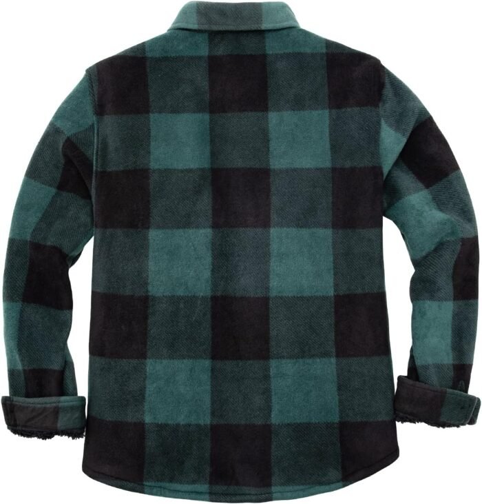 ZENTHACE Men's Warm Sherpa Lined Fleece Plaid Flannel Shirt Jacket(All Sherpa Fleece Lined) - Image 2