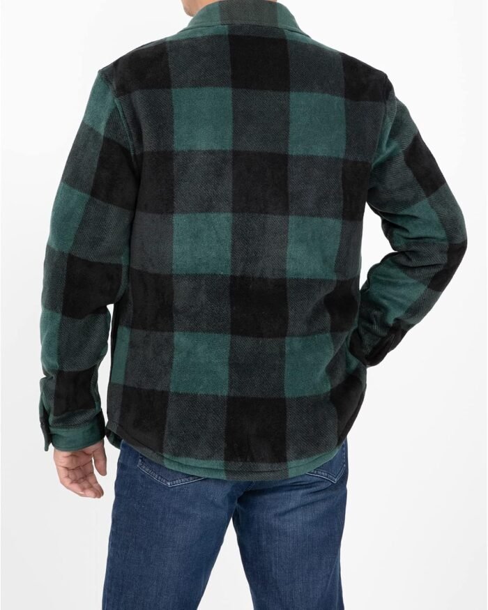 ZENTHACE Men's Warm Sherpa Lined Fleece Plaid Flannel Shirt Jacket(All Sherpa Fleece Lined) - Image 4