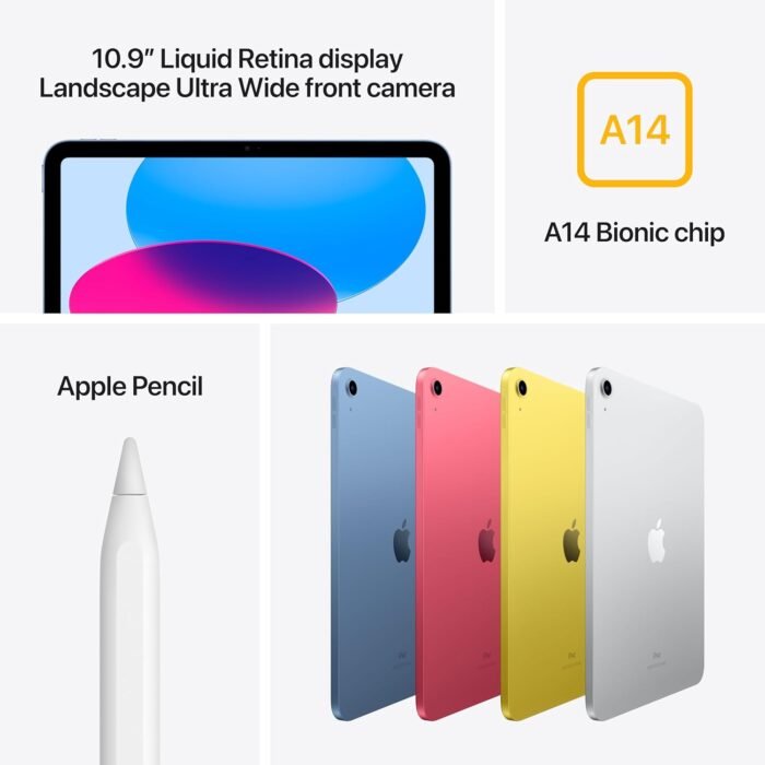Apple iPad (10th Generation): with A14 Bionic chip, 10.9-inch Liquid Retina Display, 64GB, Wi-Fi 6, 12MP front/12MP Back Camera, Touch ID, All-Day Battery Life – Silver - Image 3
