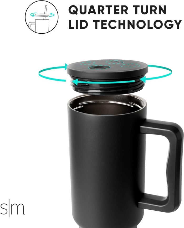 Simple Modern 40 oz Tumbler with Handle and Straw Lid | Insulated Cup Reusable Stainless Steel Water Bottle Travel Mug Cupholder Friendly | Gifts for Women Him Her | Trek Collection | Midnight Black - Image 4