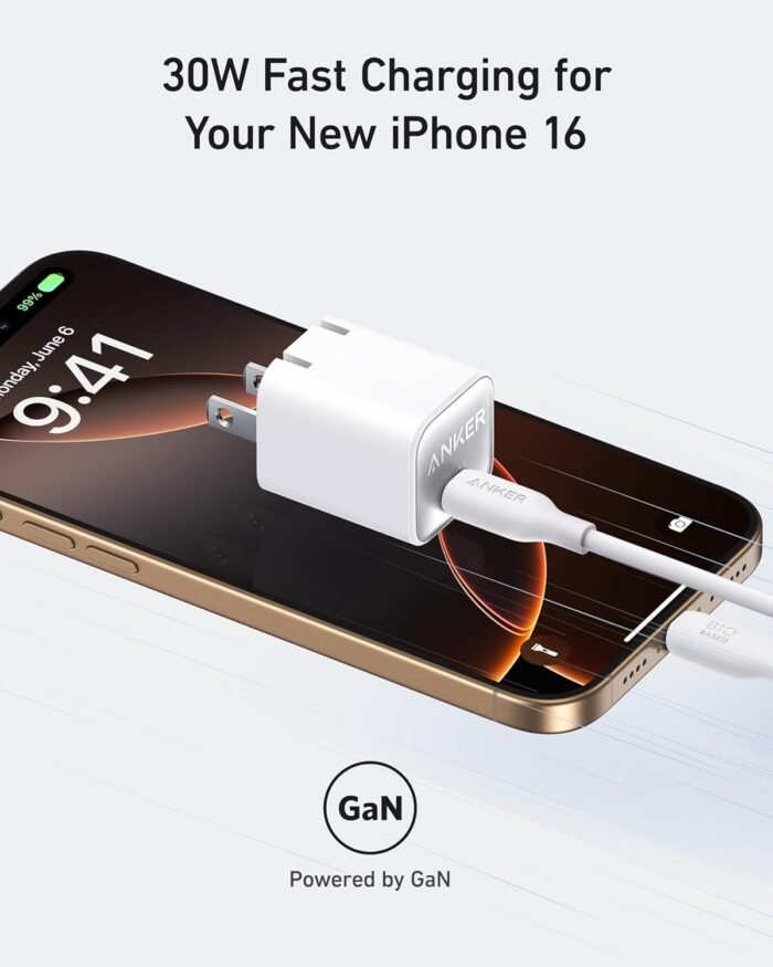 Anker Nano Charger, USB C GaN Charger 30W, PIQ 3.0 Foldable PPS Fast Charger for iPhone 16 / 15 and more series, Galaxy, iPad, Compatible with MagSafe - Image 3