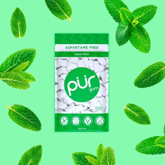PUR Gum | Aspartame Free Chewing Gum | 100% Xylitol | Natural Spearmint Flavored Gum, 55 Pieces (Pack of 3) - Image 3
