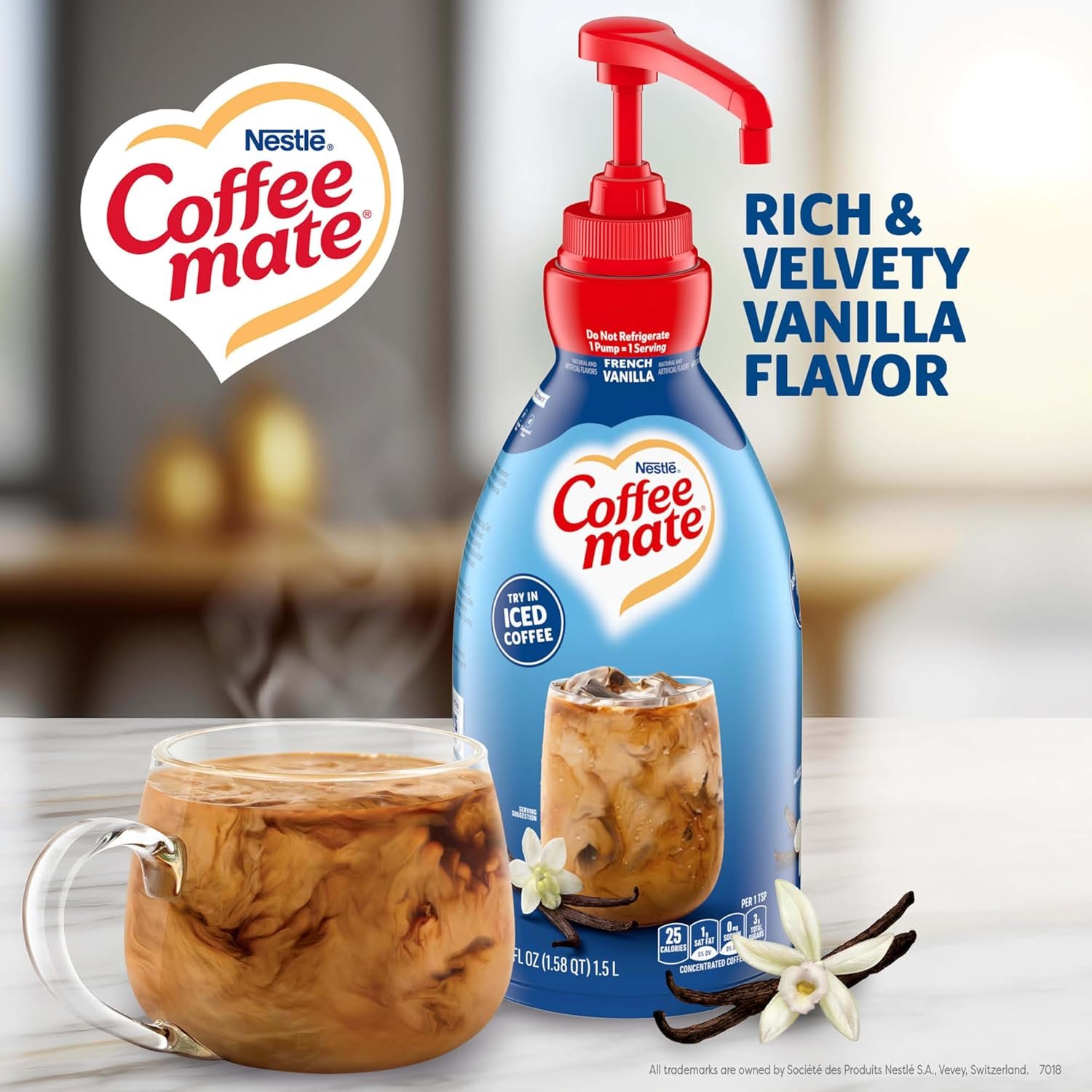 Nestle Coffee mate Coffee Creamer, French Vanilla, Concentrated Liquid Pump Bottle, Non Dairy, No Refrigeration, 50.7 fl oz (Pack of 2) - Image 2