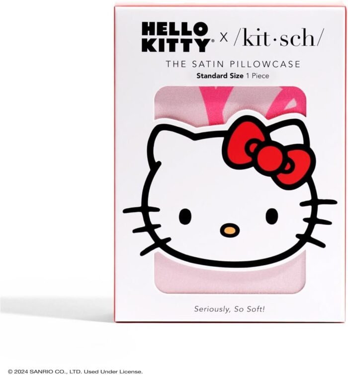 Kitsch x Hello Kitty (Pink Kitty Faces) - Satin Pillowcase with Zipper for Hair and Skin, Softer Than Silk Pillow Case, Cooling Pillow Cover, Machine Washable, Queen/Standard (19x26) - Image 3