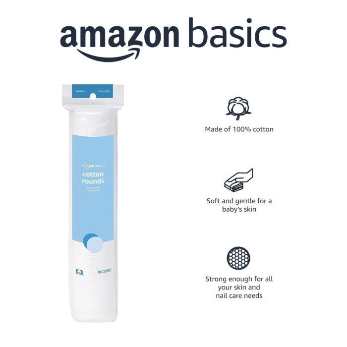Amazon Basics Hypoallergenic 100% Cotton Rounds, 100 Count - Image 3