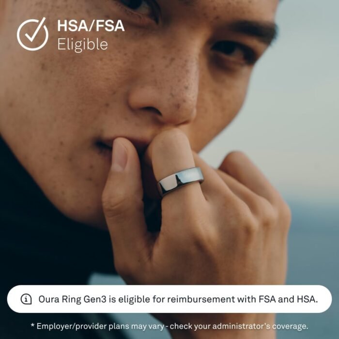 Oura Ring Gen3 Horizon - Silver - Size 9 - Smart Ring - Size First with Oura Ring Gen3 Sizing Kit - Sleep Tracking Wearable - Heart Rate - Fitness Tracker - 5-7 Days Battery Life - Image 6