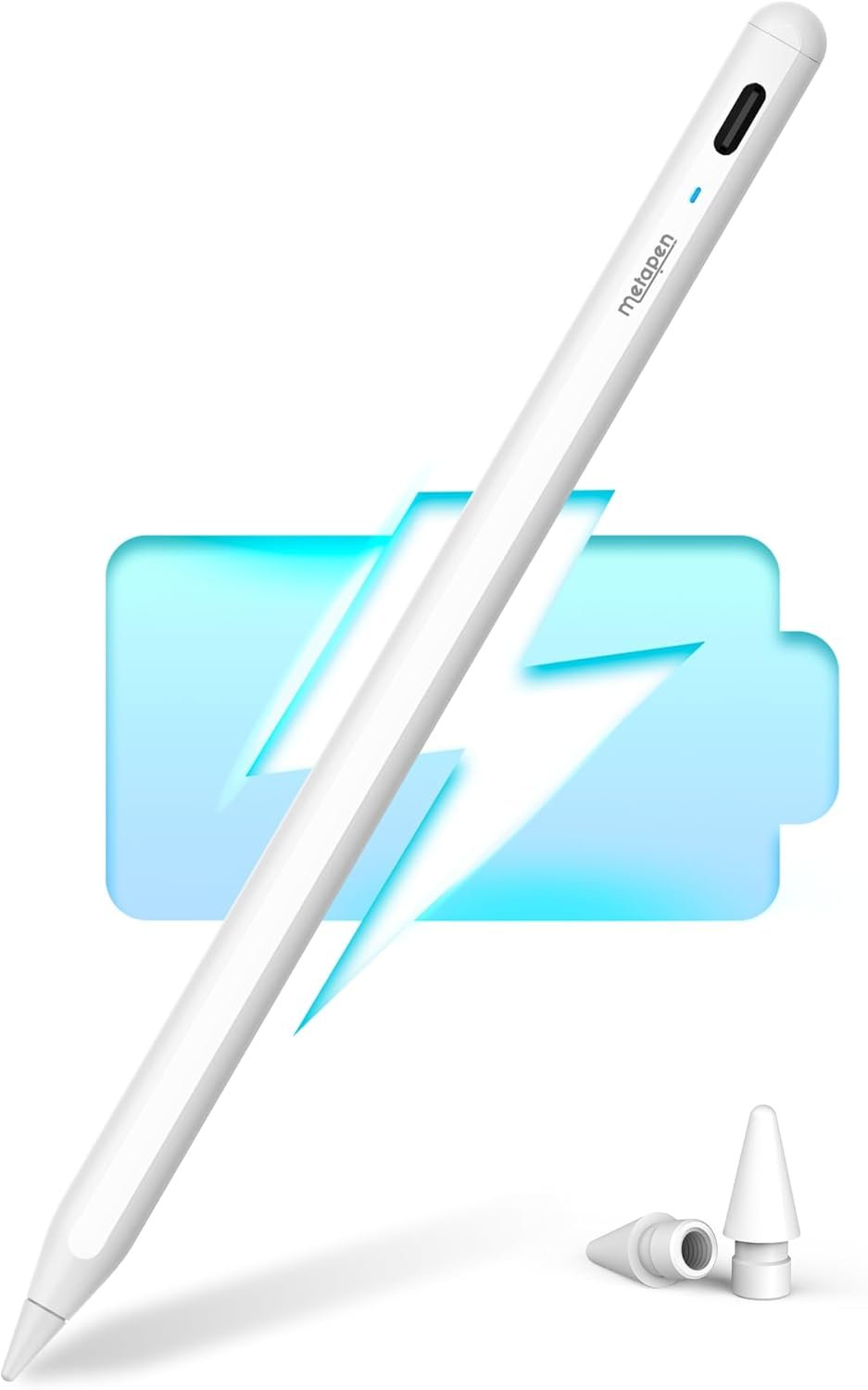 Metapen Pencil A8 for Apple iPad 2018-2024, (2X Faster Charge), Tilt Sensitivity, Palm Rejection, Stylus Pen for iPad 10/9/8/7/6th Gen, iPad Pro 12.9/11/13-inch M4, iPad Air 3/4/5/M2, iPad Mini 5/6th