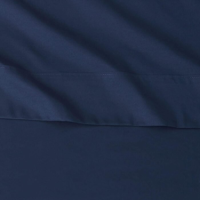 Amazon Basics Lightweight Super Soft Easy Care Microfiber 4-Piece Bed Sheet Set with 14-inch Deep Pockets, Queen, Navy Blue, Solid - Image 4
