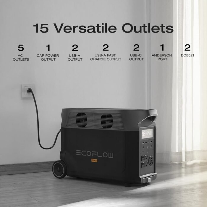 EF ECOFLOW Portable Power Station 3600Wh DELTA Pro, 120V AC Outlets x 5, 3600W, 2.7H Fast Charge, Lifepo4 Power Station, Solar Generator for Home Use, Power Outage, Camping, RV, Emergencies - Image 8