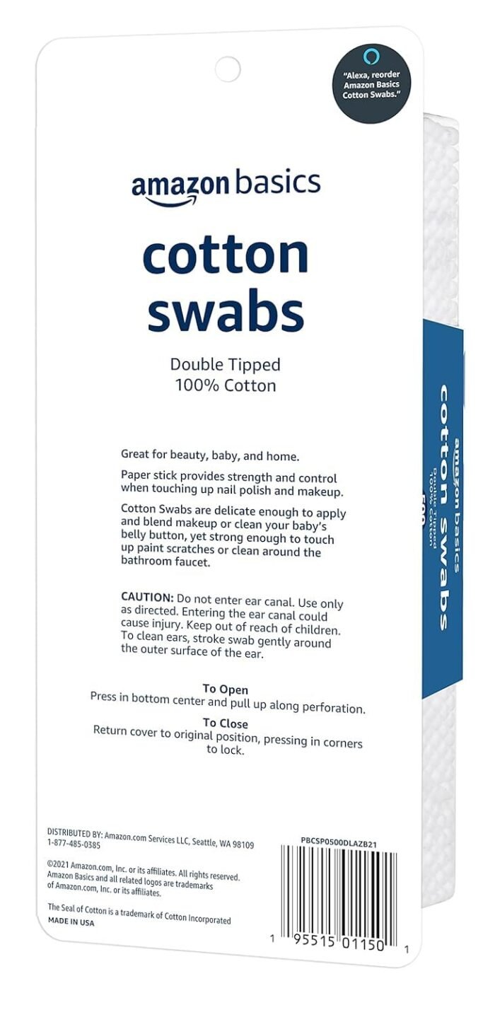 Amazon Basics Cotton Swabs, 500 Count - Image 2