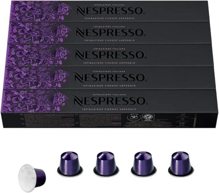 Nespresso Capsules Original Line Stocking Stuffers, Arpeggio Intenso, Dark Roast Coffee,50 Count Coffee Pods