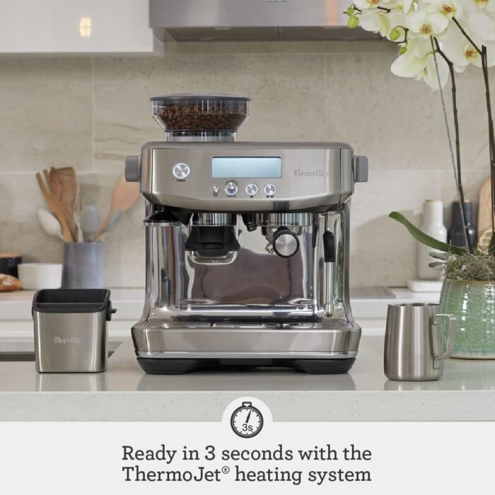Breville the Barista Pro Espresso Machine with Grinder & Milk Frother, Espresso Maker with Seconds Heat Up, Cappuccino & Latte Machine for Home, BES878BSS, Brushed Stainless Steel - Image 2
