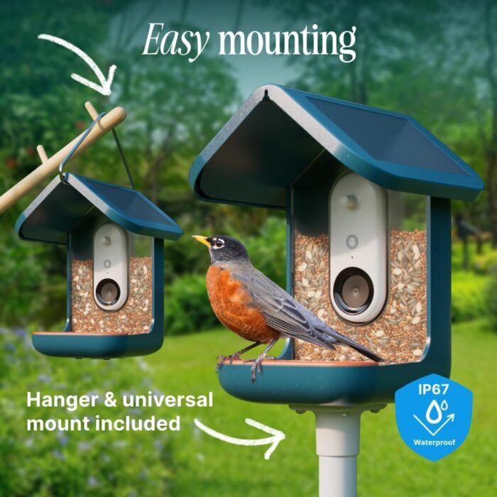 BIRD BUDDY® Original Solar Bird Feeder with Camera - AI Bird Species Identification, 5MP Photos, 2K HD+ Video Live Stream Camera, Solar-Powered Charging, 2.8in Focus - Blue - Image 9