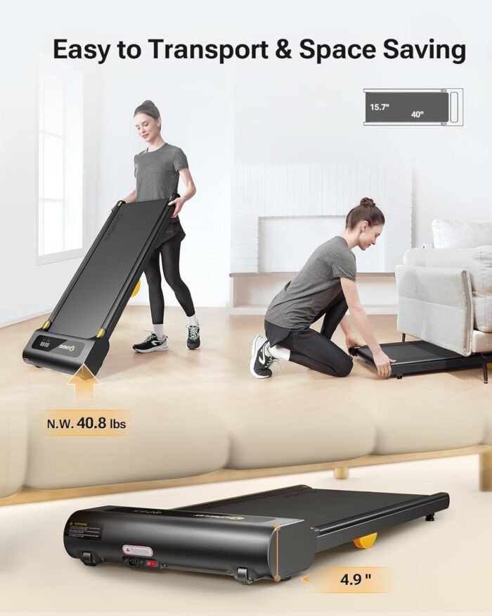 UREVO Under Desk Treadmill, Walking Pad Treadmills for Home, Portable Walking Treadmill 2.25HP, Walking Jogging Machine with 265 lbs Weight Capacity Remote Control LED Display - Image 4