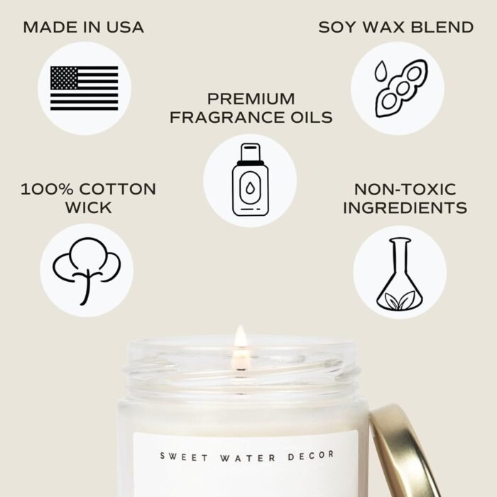 Sweet Water Decor Christmas Candle | Cinnamon, Trees, Orange, and Clove Scents | Christmas Candles and Decor for Home | 9oz. Clear Jar Soy Candle, Made in the USA - Image 5