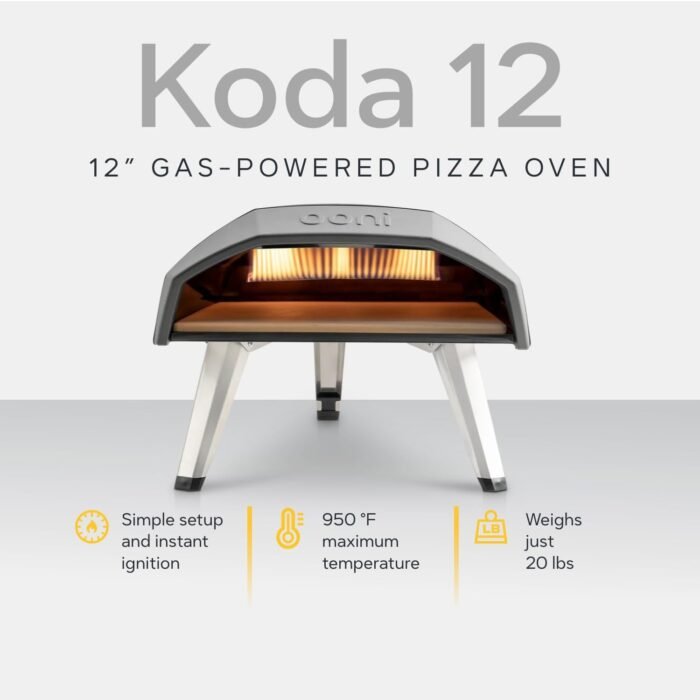 Ooni Koda 12 Gas Pizza Oven – 28mbar Propane Outdoor Pizza Oven, Portable Pizza Oven For Fire and Stonebaked 12 Inch Pizzas, With Gas Hose & Regulator, Countertop Pizza Maker, Outdoor Pizza Cooker - Image 3