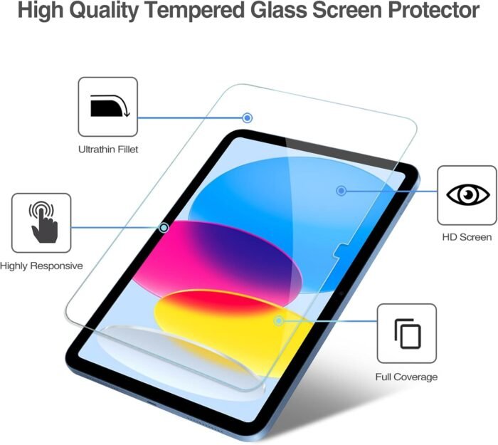 ProCase 2 Pack Screen Protector for iPad 10th Generation 2022 A2696/A2757/A2777 10.9 Inch, Tempered Glass Film Guard for iPad 10 -Clear - Image 5