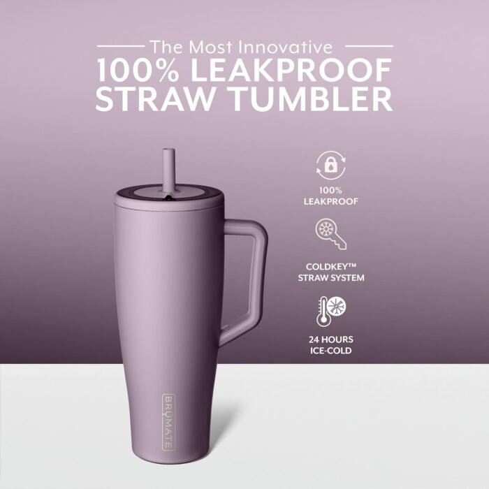 BrüMate Era 40 oz Tumbler with Handle and Straw | 100% Leakproof Insulated Tumbler with Lid and Straw | Made of Stainless Steel | Cup Holder Friendly Base | 40oz (Lilac Dusk) - Image 2