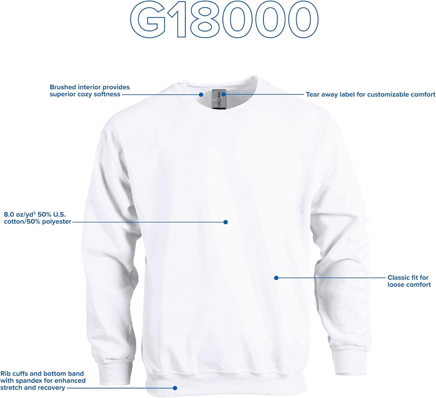 Gildan Unisex Adult Fleece Crewneck Sweatshirt, Style G18000, Multipack - Image 4