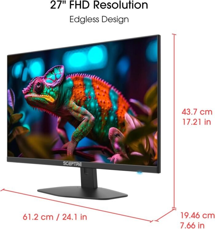 Sceptre New 27-inch Gaming Monitor 100Hz 1ms DisplayPort HDMI x2 100% sRGB AMD FreeSync Build-in Speakers, Eye Care Frameless Machine Black 2024 (E275W-FW100T) - Image 5