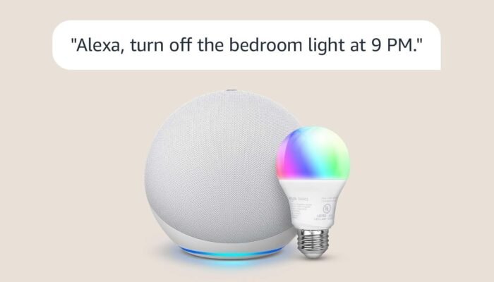 Echo (4th Gen) with Amazon Basics Smart Color Bulb