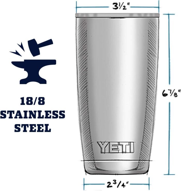YETI Rambler 20 oz Stainless Steel Vacuum Insulated Tumbler w/MagSlider Lid - Image 2