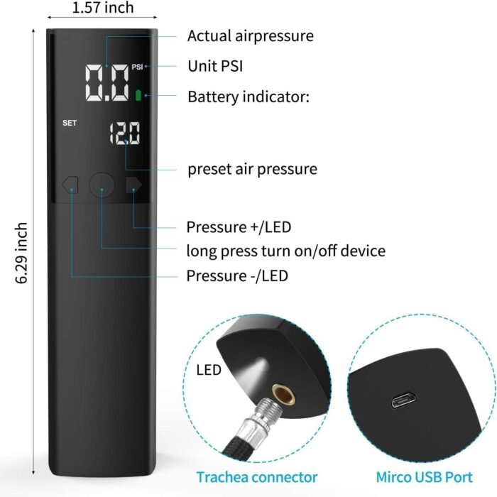 Pumteck Electric Ball Pump, Smart Air Pump Portable Fast Ball Inflation with Precise Pressure Gauge and Digital LCD Display for Football Basketball Volleyball Football - Image 5