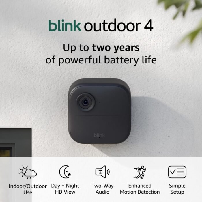 Blink Outdoor 4 + Blink Mini 2 — Smart security cameras, two-way talk, HD live view, motion detection, set up in minutes, Works with Alexa — 1 camera system + Mini 2 (White)