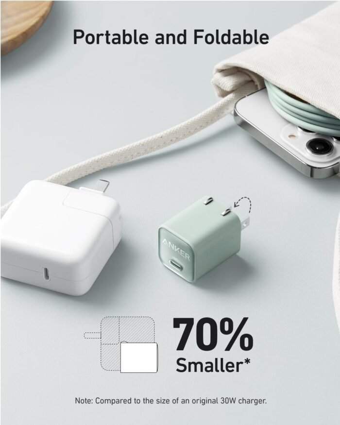 Anker Nano Charger, USB C GaN Charger 30W, PIQ 3.0 Foldable PPS Fast Charger for iPhone 16 / 15 and more series, Galaxy, iPad, Compatible with MagSafe - Image 4