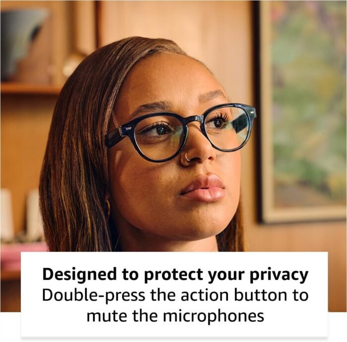 Amazon Echo Frames (3rd Gen) + Echo Pop | Smart glasses with Alexa | Round frames in Blue Tortoise with prescription ready lenses - Image 6