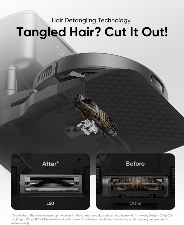 eufy L60 Robot Vacuum with Self Empty Station, Hair Detangling Technology, Up to 60 Days Hands Free Cleaning, 5,000 Pa Suction, Remove Hair, Dust - Image 3