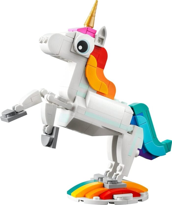 LEGO Creator 3 in 1 Magical Unicorn Toy, Transforms from Unicorn to Seahorse to Peacock, Rainbow Animal Figures, Unicorn Gift for Grandchildren, Girls and Boys, Buildable Toys, 31140 - Image 6