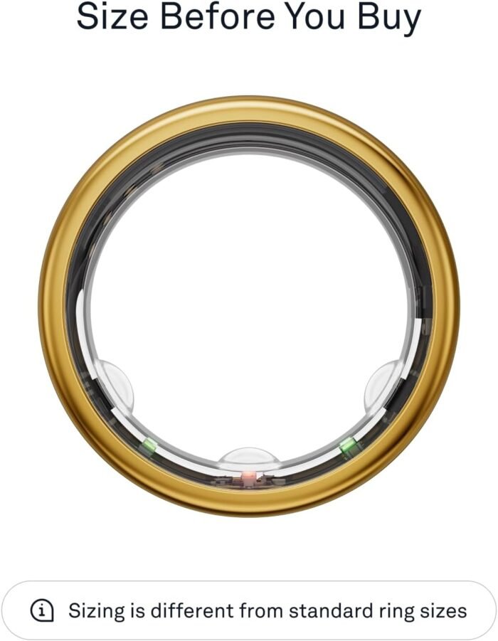 Oura Ring Gen3 Horizon - Gold - Size 8 - Smart Ring - Size First with Oura Ring Gen3 Sizing Kit - Sleep Tracking Wearable - Heart Rate - Fitness Tracker - 5-7 Days Battery Life - Image 2