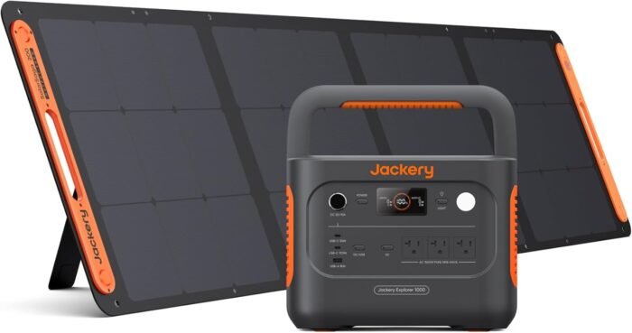 Jackery Solar Generator 1000 v2 with 200W Solar Panel(2024 New),1070Wh Portable Power Station LiFePO4 Battery,1500W AC/100W USB-C Output, 1Hr Fast Charge for Outdoor,Off-Grid Living,RV,Emergency
