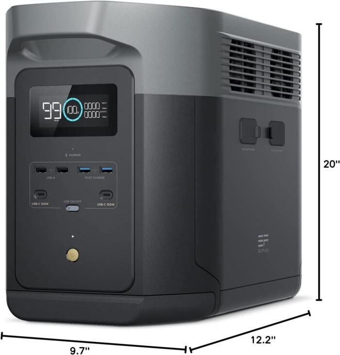 EF ECOFLOW Portable Power Station DELTA 2 Max, 2400W LFP Solar Generator, Full Charge in 1 Hr, 2048Wh Solar Powered Generator for Home Backup(Solar Panel Optional) - Image 9