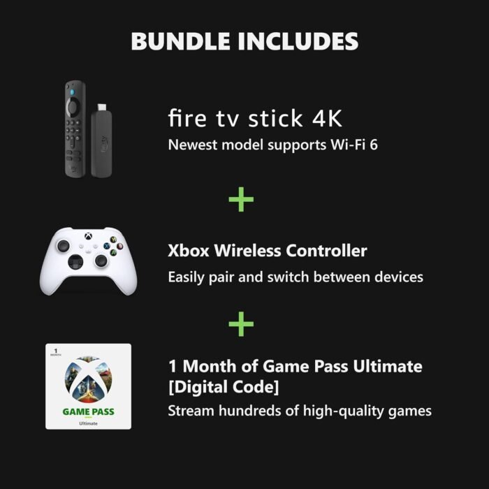 Amazon Fire TV Stick 4K, Robot White Core Wireless Controller, and 1 Month Game Pass Ultimate Bundle - Image 2