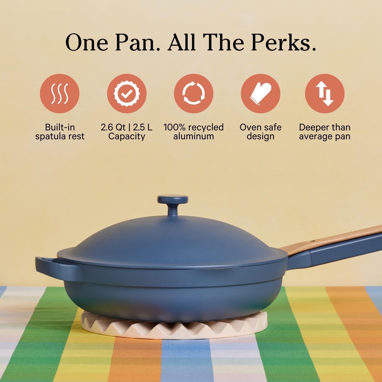 Our Place 10.5-Inch Ceramic Nonstick Skillet Pan, Toxin-Free with Stainless Steel Handle, Oven Safe - Blue Salt - Image 2
