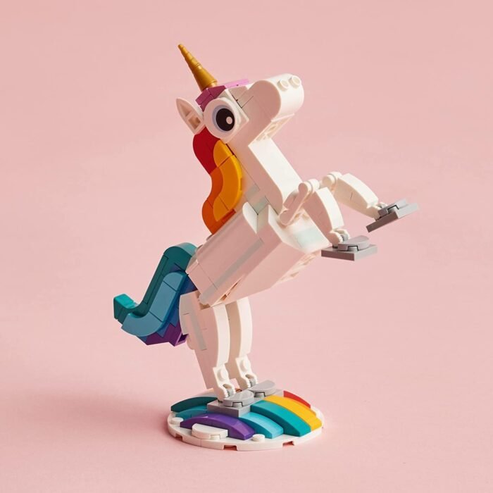 LEGO Creator 3 in 1 Magical Unicorn Toy, Transforms from Unicorn to Seahorse to Peacock, Rainbow Animal Figures, Unicorn Gift for Grandchildren, Girls and Boys, Buildable Toys, 31140 - Image 5