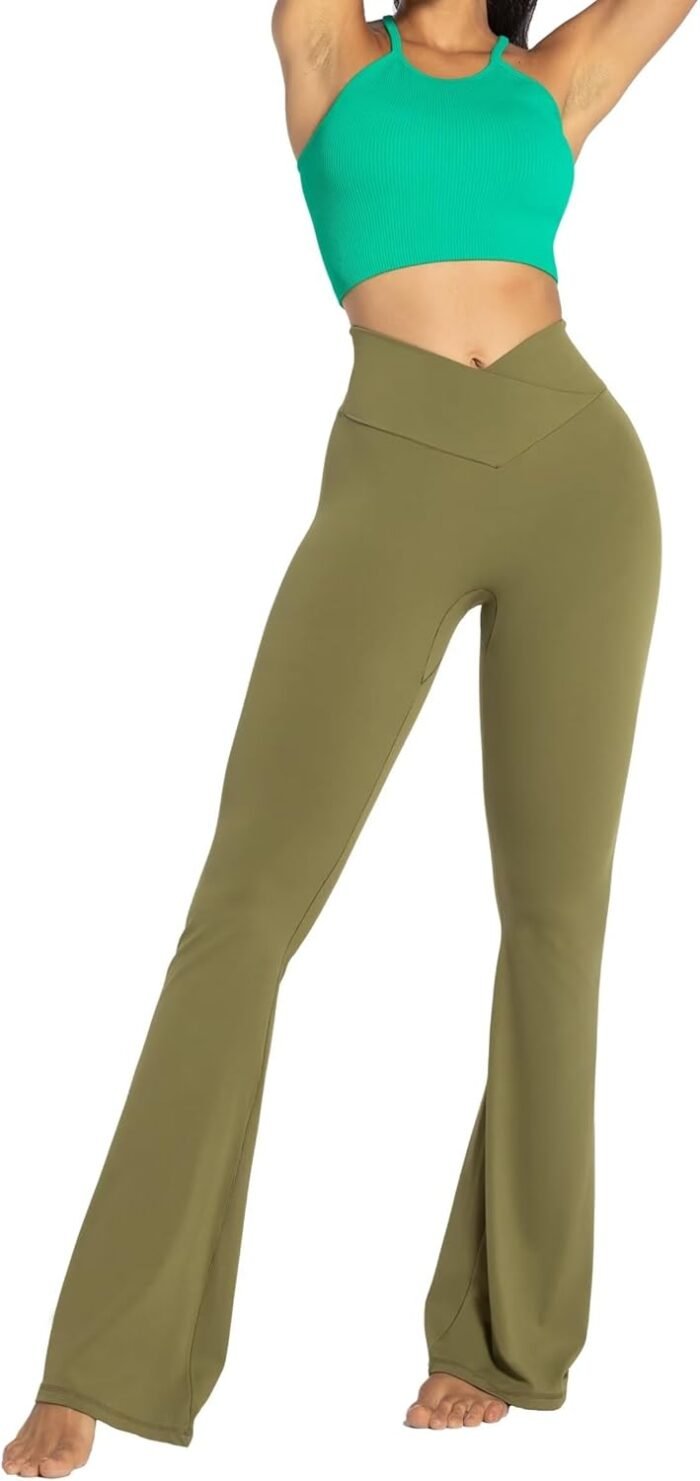 Sunzel Womens Flare Leggings with Tummy Control Crossover Waist and Wide Leg - Image 7